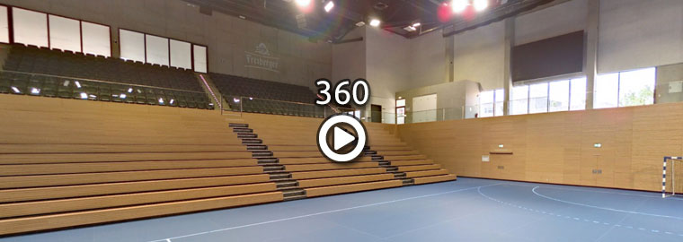 360 Grad Tour Ballsporthalle mit Tribühne